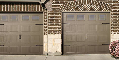 Steel Garage Door v5 Taupe with Hardware and windows