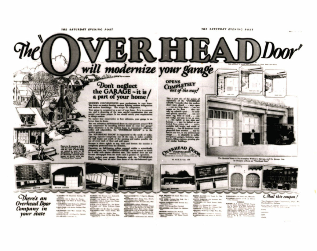 Overhead Door Advertisement In Saturday Evening Post